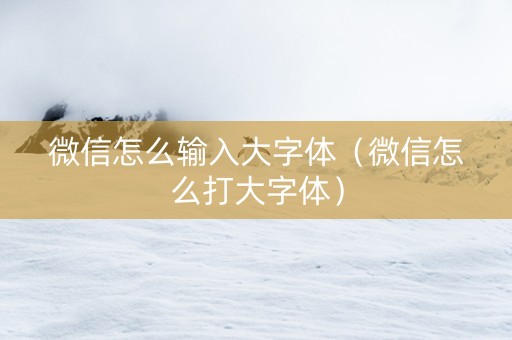 微信怎么输入大字体（微信怎么打大字体）