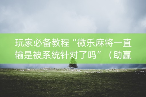 玩家必备教程“微乐麻将一直输是被系统针对了吗”（助赢神器)