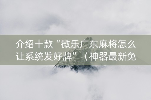 介绍十款“微乐广东麻将怎么让系统发好牌”（神器最新免费)