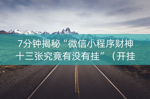 7分钟揭秘“微信小程序财神十三张究竟有没有挂”（开挂辅助插件)