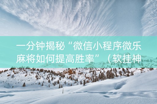一分钟揭秘“微信小程序微乐麻将如何提高胜率”（软挂神器)