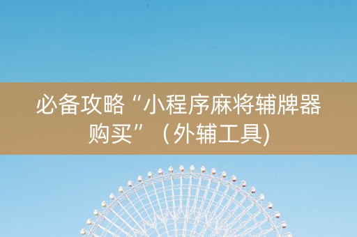 必备攻略“小程序麻将辅牌器购买”（外辅工具)