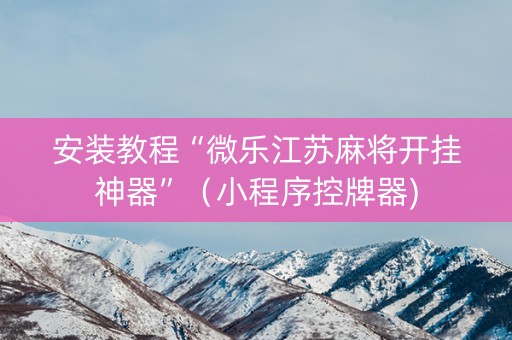安装教程“微乐江苏麻将开挂神器”（小程序控牌器)