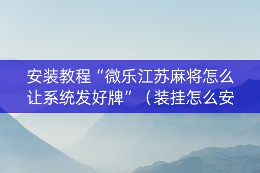 安装教程“微乐江苏麻将怎么让系统发好牌”（装挂怎么安装)