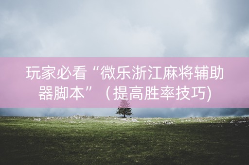 玩家必看“微乐浙江麻将辅助器脚本”（提高胜率技巧)
