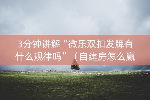 3分钟讲解“微乐双扣发牌有什么规律吗”（自建房怎么赢)