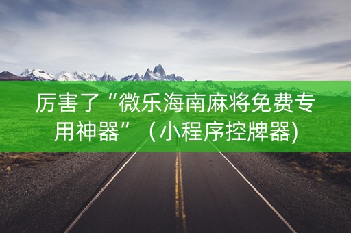 厉害了“微乐海南麻将免费专用神器”（小程序控牌器)