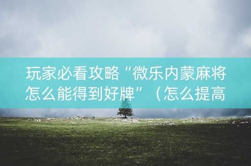 玩家必看攻略“微乐内蒙麻将怎么能得到好牌”（怎么提高胜率)