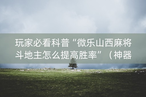 玩家必看科普“微乐山西麻将斗地主怎么提高胜率”（神器通用版)