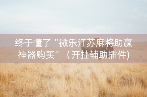 终于懂了“微乐江苏麻将助赢神器购买”（开挂辅助插件)