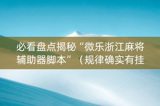 必看盘点揭秘“微乐浙江麻将辅助器脚本”（规律确实有挂)