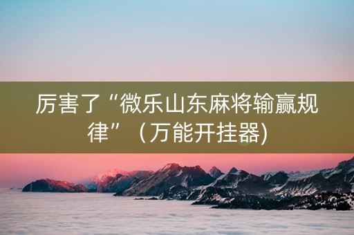 厉害了“微乐山东麻将输赢规律”（万能开挂器)