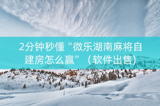 2分钟秒懂“微乐湖南麻将自建房怎么赢”（软件出售)