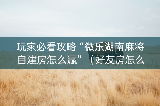 玩家必看攻略“微乐湖南麻将自建房怎么赢”（好友房怎么才能赢)