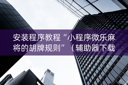 安装程序教程“小程序微乐麻将的胡牌规则”（辅助器下载)