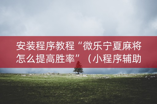安装程序教程“微乐宁夏麻将怎么提高胜率”（小程序辅助软件)