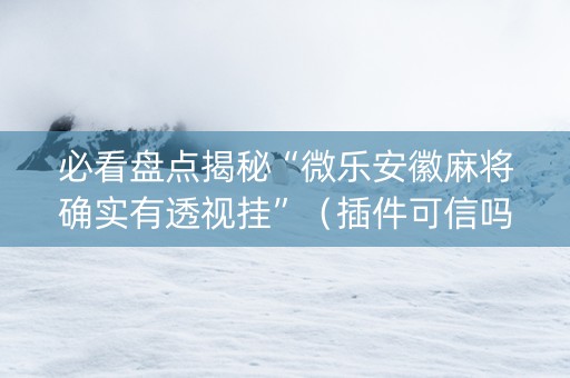 必看盘点揭秘“微乐安徽麻将确实有透视挂”（插件可信吗)