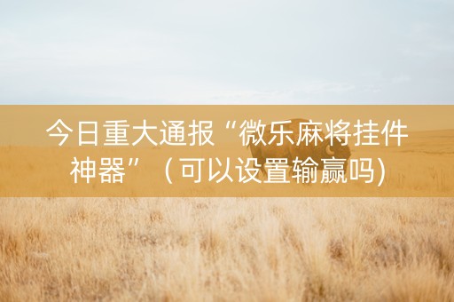 今日重大通报“微乐麻将挂件神器”（可以设置输赢吗)