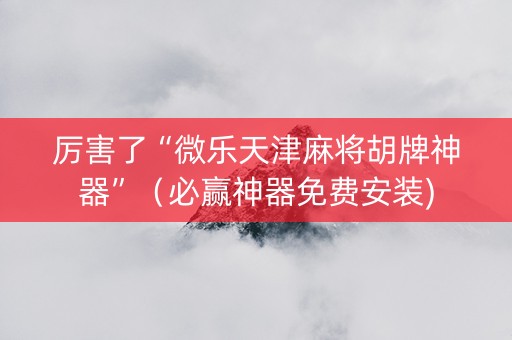 厉害了“微乐天津麻将胡牌神器”（必赢神器免费安装)