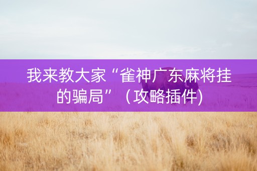 我来教大家“雀神广东麻将挂的骗局”（攻略插件)