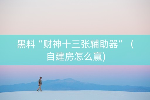 黑料“财神十三张辅助器”（自建房怎么赢)