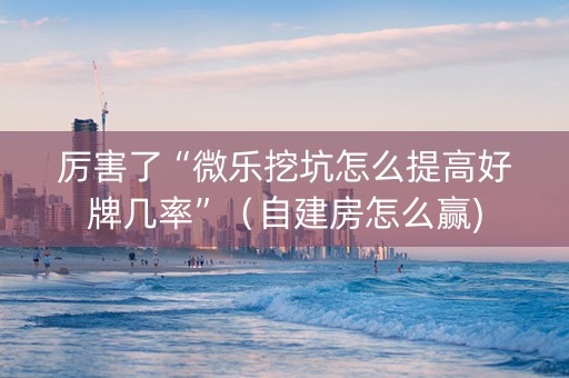 厉害了“微乐挖坑怎么提高好牌几率”（自建房怎么赢)