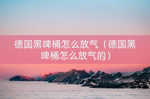 德国黑啤桶怎么放气（德国黑啤桶怎么放气的）