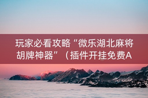 玩家必看攻略“微乐湖北麻将胡牌神器”（插件开挂免费AI)