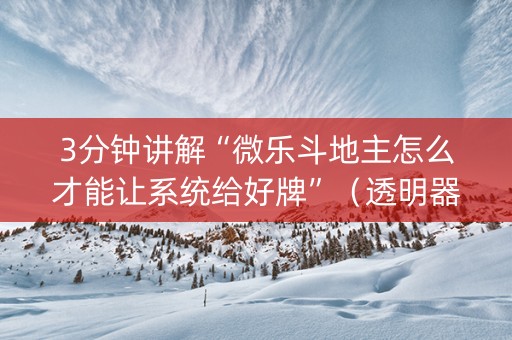 3分钟讲解“微乐斗地主怎么才能让系统给好牌”（透明器教程)
