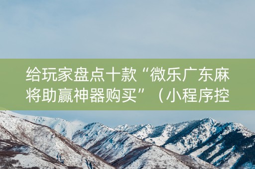 给玩家盘点十款“微乐广东麻将助赢神器购买”（小程序控牌器)