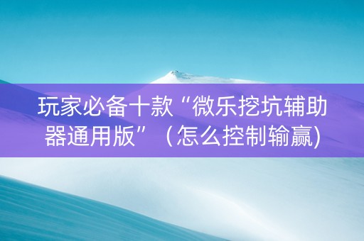 玩家必备十款“微乐挖坑辅助器通用版”（怎么控制输赢)