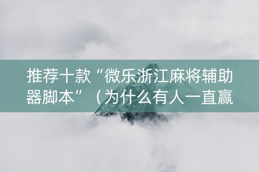 推荐十款“微乐浙江麻将辅助器脚本”（为什么有人一直赢)