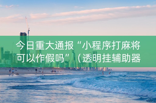 今日重大通报“小程序打麻将可以作假吗”（透明挂辅助器)