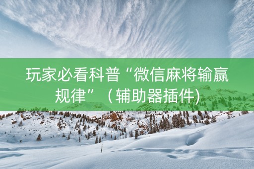 玩家必看科普“微信麻将输赢规律”（辅助器插件)