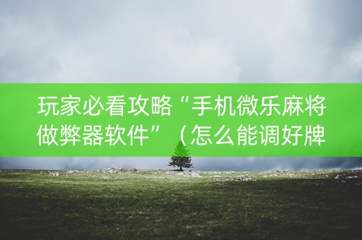 玩家必看攻略“手机微乐麻将做弊器软件”（怎么能调好牌)