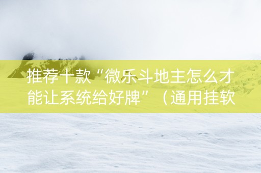推荐十款“微乐斗地主怎么才能让系统给好牌”（通用挂软件多少钱)