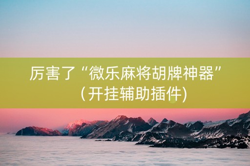 厉害了“微乐麻将胡牌神器”（开挂辅助插件)