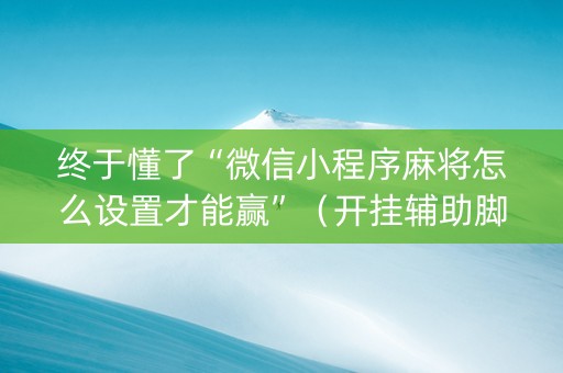 终于懂了“微信小程序麻将怎么设置才能赢”（开挂辅助脚本)