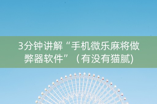 3分钟讲解“手机微乐麻将做弊器软件”（有没有猫腻)