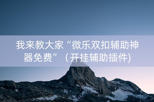 我来教大家“微乐双扣辅助神器免费”（开挂辅助插件)