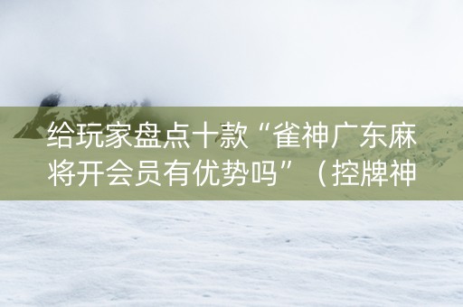 给玩家盘点十款“雀神广东麻将开会员有优势吗”（控牌神器)