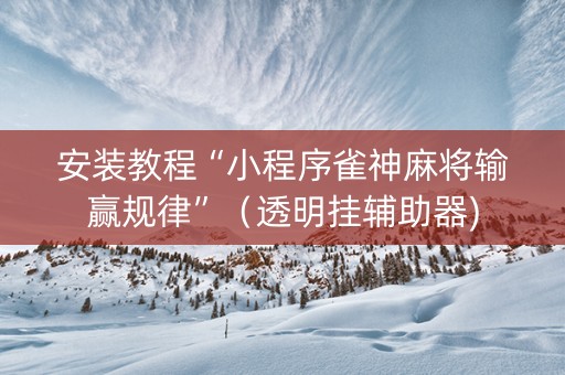 安装教程“小程序雀神麻将输赢规律”（透明挂辅助器)