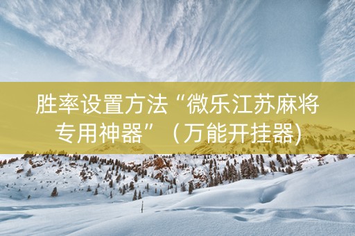 胜率设置方法“微乐江苏麻将专用神器”（万能开挂器)