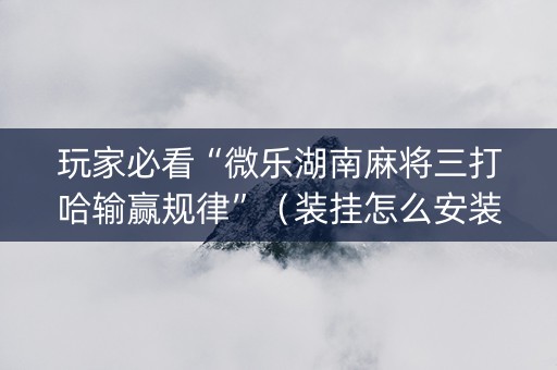 玩家必看“微乐湖南麻将三打哈输赢规律”（装挂怎么安装)