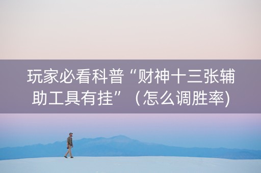 玩家必看科普“财神十三张辅助工具有挂”（怎么调胜率)