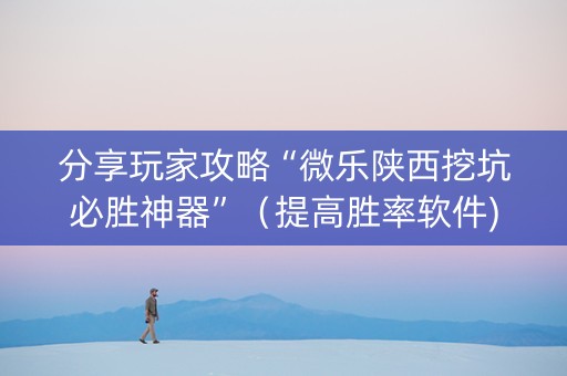 分享玩家攻略“微乐陕西挖坑必胜神器”（提高胜率软件)