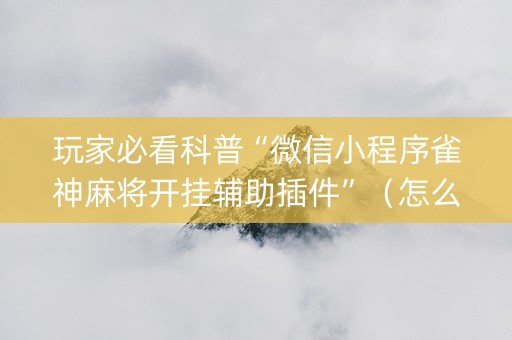 玩家必看科普“微信小程序雀神麻将开挂辅助插件”（怎么调胜率)