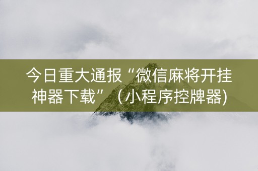 今日重大通报“微信麻将开挂神器下载”（小程序控牌器)