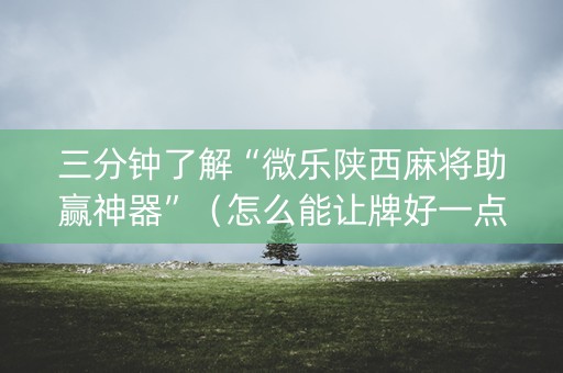 三分钟了解“微乐陕西麻将助赢神器”（怎么能让牌好一点)