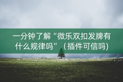 一分钟了解“微乐双扣发牌有什么规律吗”（插件可信吗)